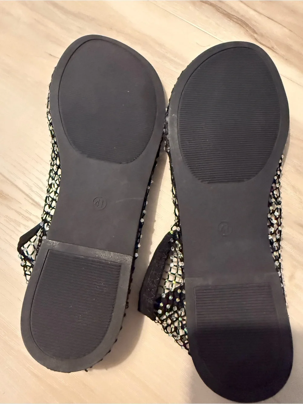 Black Crystal Fishnet Slip-On Sparkle sandal booties - New size 9